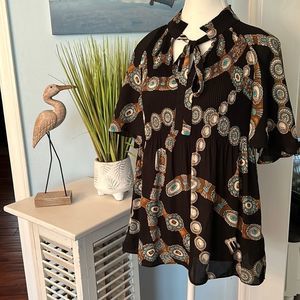 Lauren Ralph Lauren Equestrian Blouse with Flowing Sleeves - Size XXS